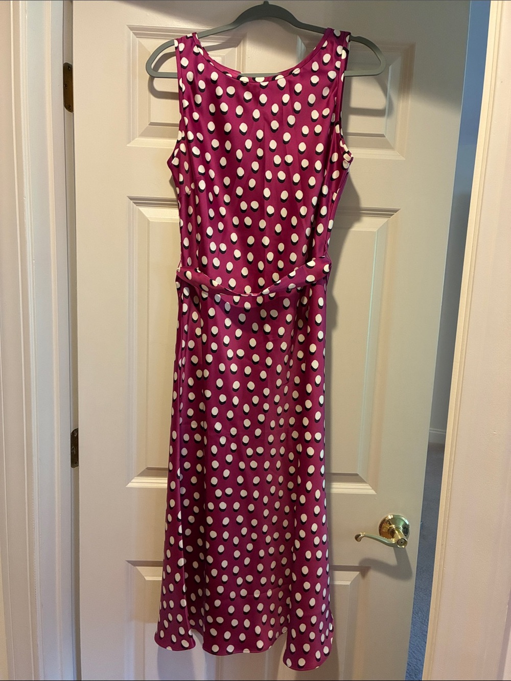 Talbots Magenta Polka Dot Sleeveless Midi Dress